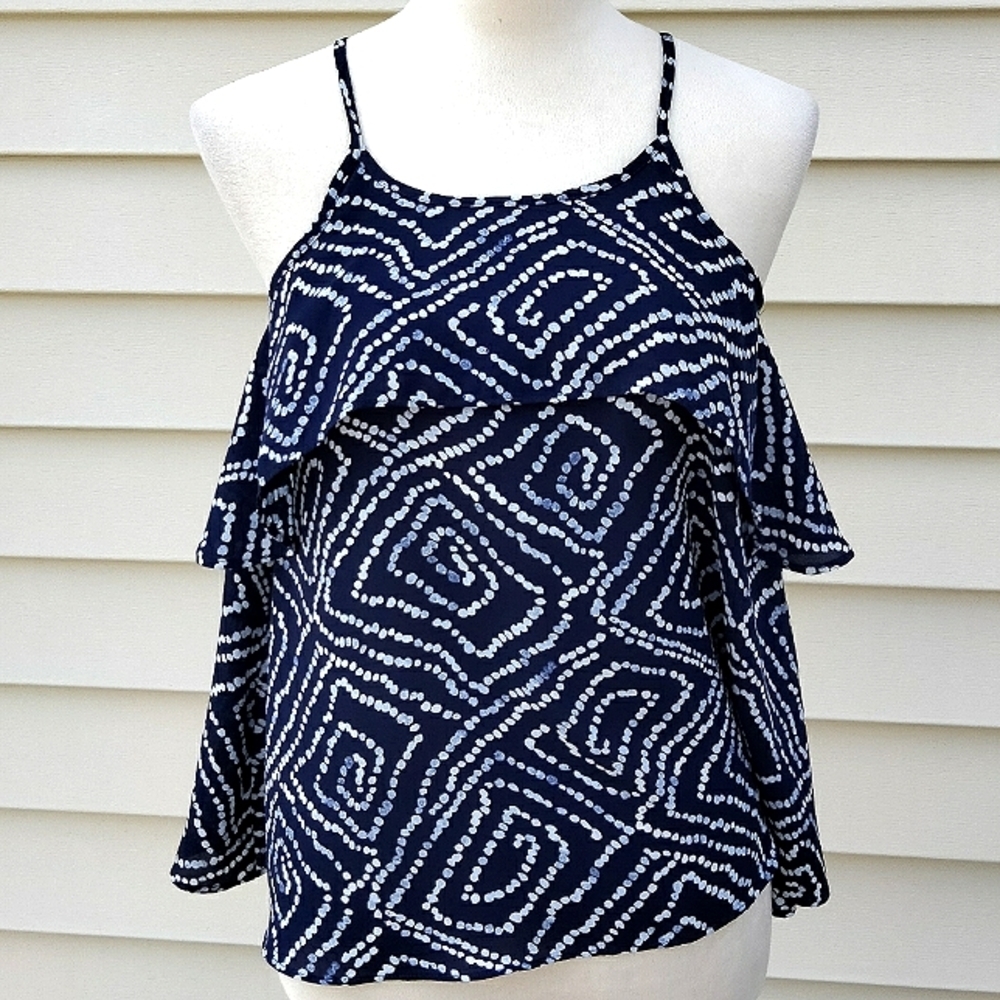 LOFT Spaghetti Strap Geometric Dots Tunic Sz XS
